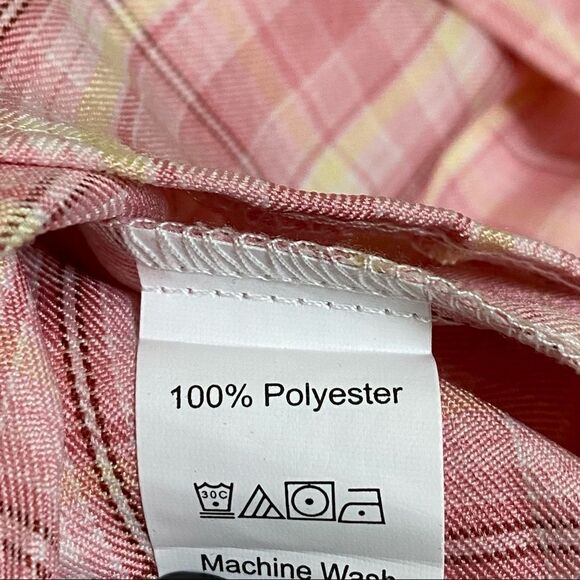 SHEIN Plaid Skirt Pleated Mini Pink Yellow Medium Party Club - Picture 9 of 10